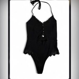Y2k 2000s Honey Punch 100% Cotton Lace Detail Bodysuit